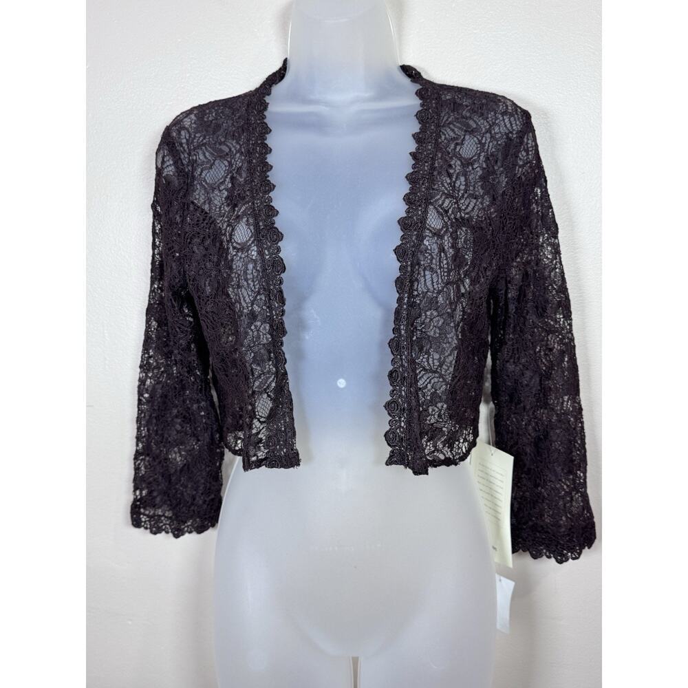 NWT VTG Bloomingdale’s Womens Top Lace Copped Whimsigoth Fairy Chocolate Brown 8